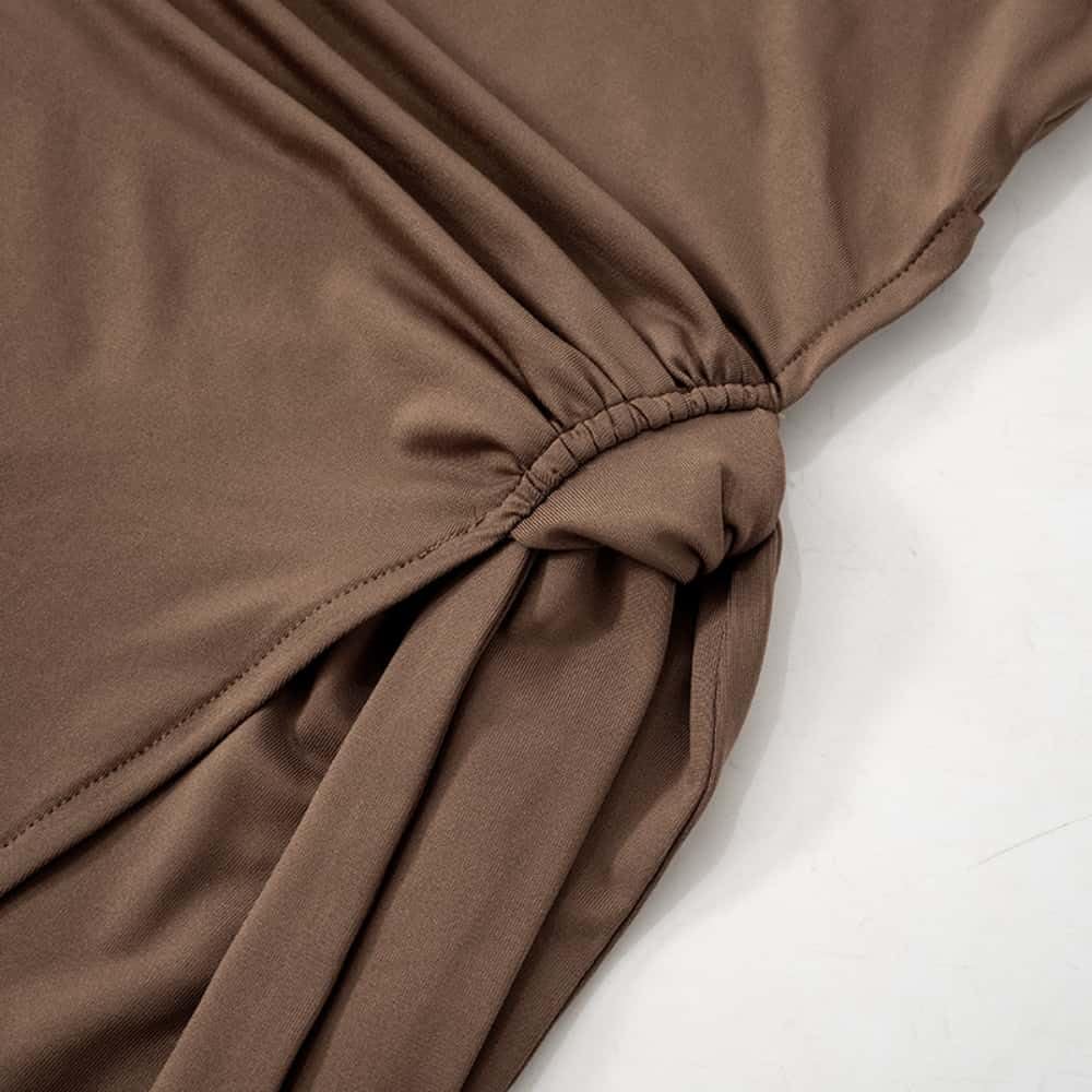 Women's Casual Long Sleeve Wrap Mini Dress - Crew Neck Ruched Tie Waist Bodycon Party Dress for Night Out, Date Night & Club Wear