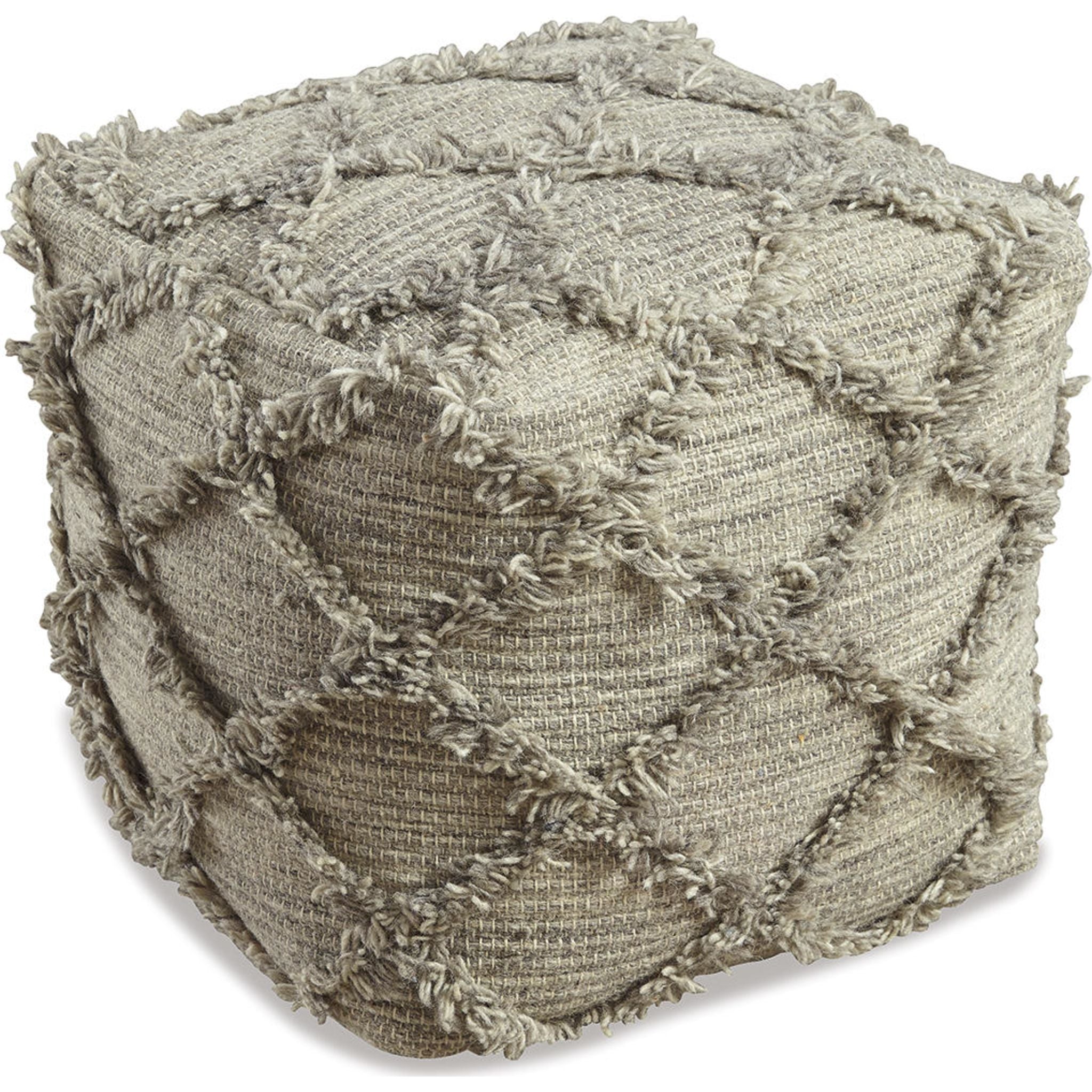 Adelphie Pouf Ottoman - Natural & Gray Handmade Cotton Footrest for Living Room, Bedroom, Nursery | Perfect for Relaxing, Reading & Extra Seating