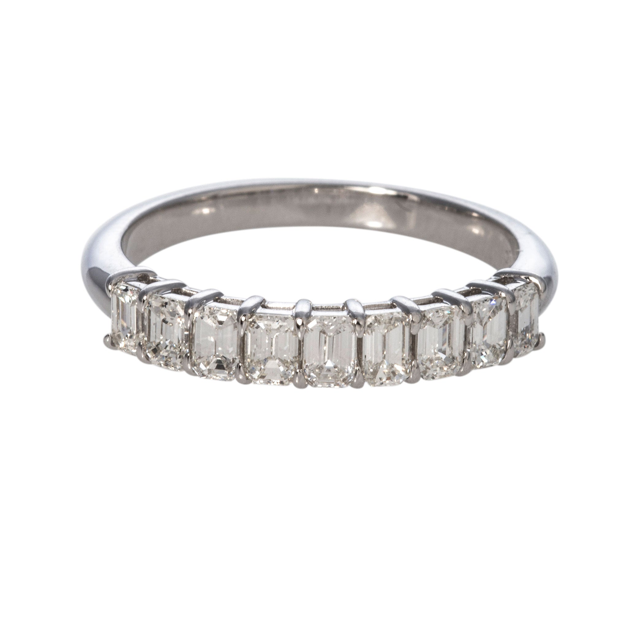 1ctw Emerald Cut Diamond Halfway 18K White Gold Wedding Band - Perfect for Engagement Rings, Anniversary Gifts & Bridal Jewelry