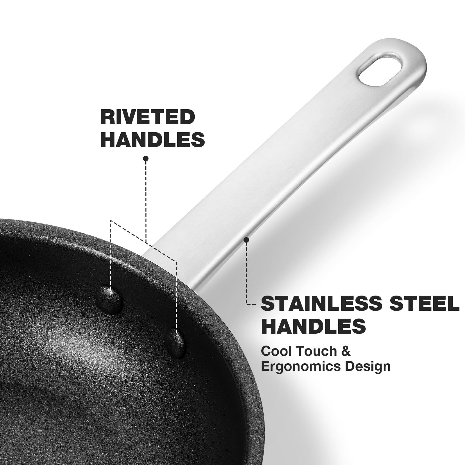 KOCH SYSTEME CS 10 Inch Stainless Steel Frying Pan - Non-Toxic, Nonstick Coating, Induction Compatible & Oven Safe - Professional Cookware for Home Chefs - Perfect for Searing, Sauteing & Baking