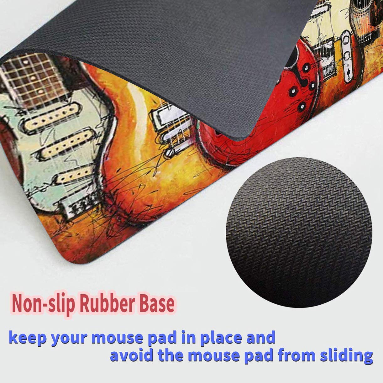 Custom Gaming Mouse Pad with Non-Slip Rubber Base - Tapestry Guitar Design Mousepad & Coaster Set for PC, Laptop, Office & Gaming - Perfect for Work, Gaming & Home Computer Setup