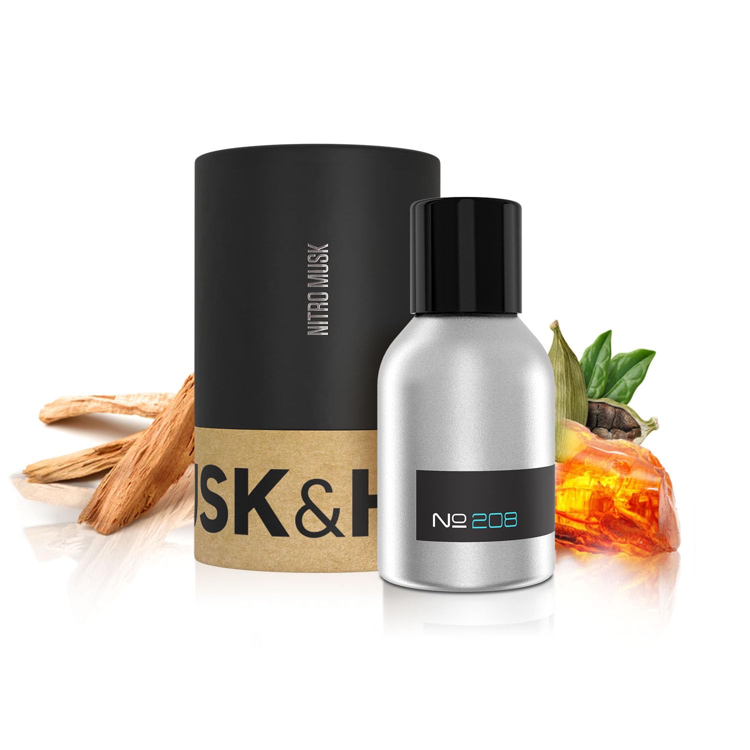 Premium Oud Wood Cologne for Men - 1.5oz Pure Concentrated Oil Perfume | No. 208 | Handcrafted in USA with Finest Ingredients | Long-Lasting Luxury Scent for Date Night, Office & Special Occasions
