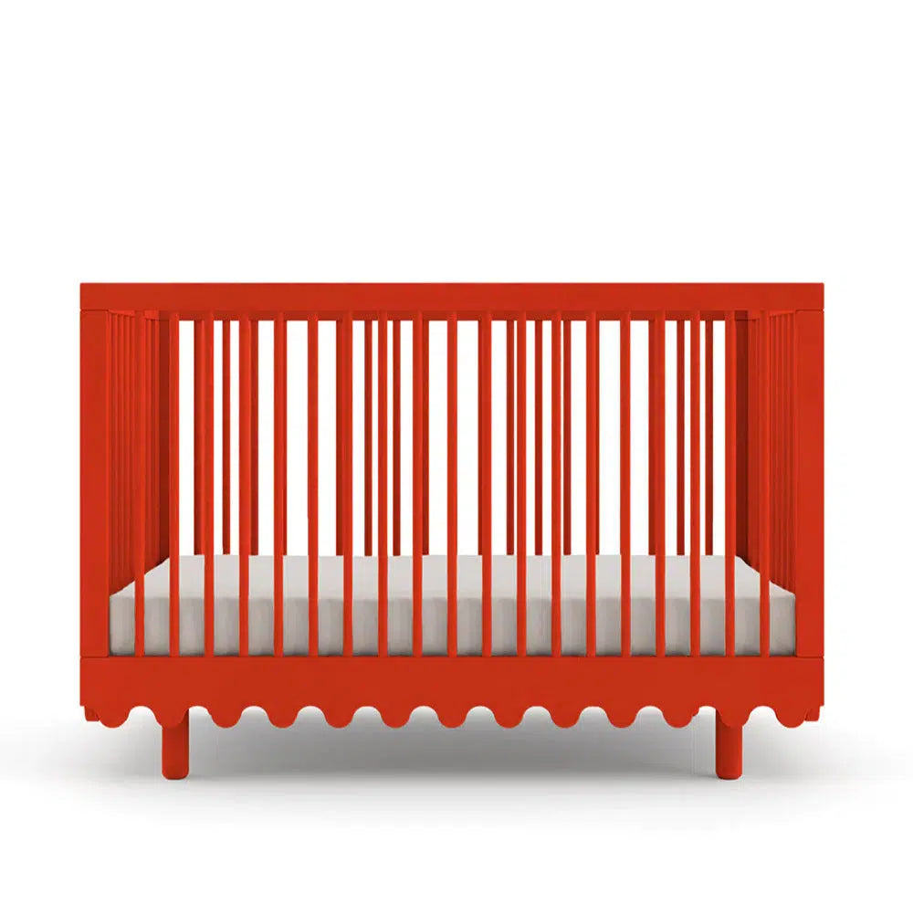Oeuf Moss Crib in Tomato Red - Modern Eco-Friendly Baby Crib for Nursery & Bedroom Decor