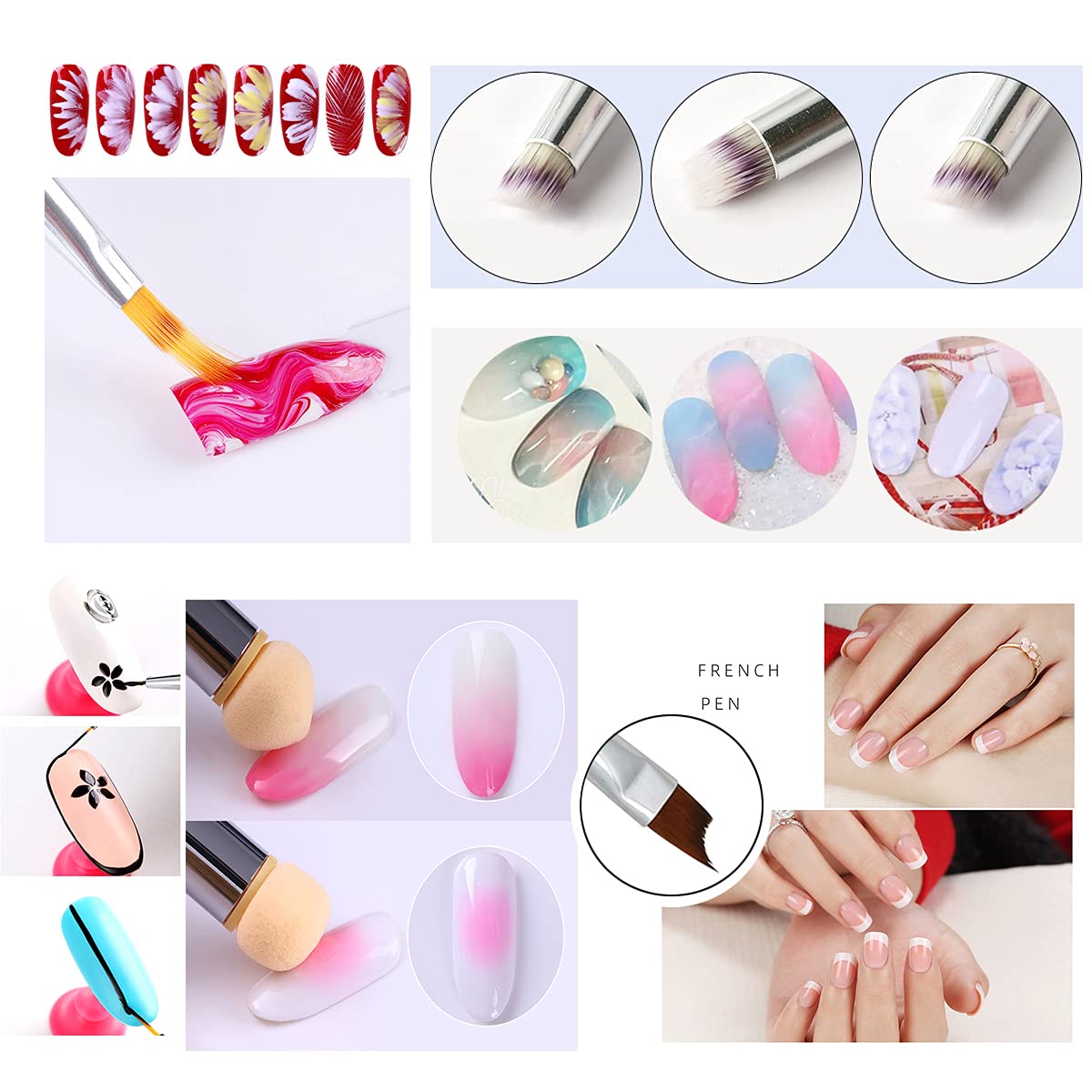 8pcs Nail Art Brush Set for UV Gel & Gradient Nails - Manicure Kit for Home & Salon Use