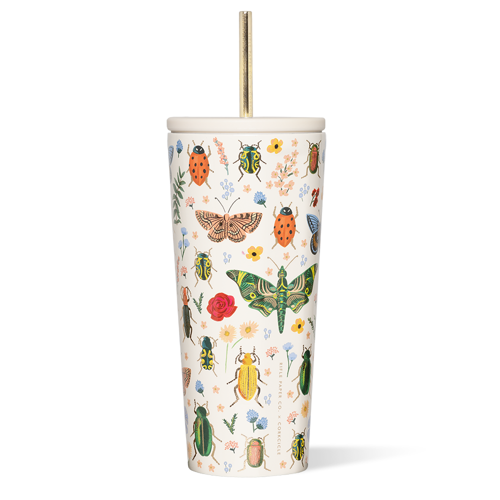 Rifle Paper Co. 16oz Insulated Stainless Steel Cold Cup - Floral Design Tumbler for Iced Coffee, Tea & Smoothies - Perfect for Home, Office & Travel Use