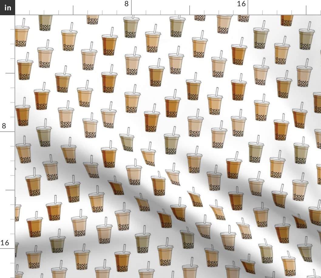 Bubble Tea & Matcha Sweets Printed Cotton Poplin Fabric by The Yard - Perfect for Sewing, Quilting, Dresses & DIY Crafts | Spoonflower Fabric for Coffee, Drink & Junk Food Lovers