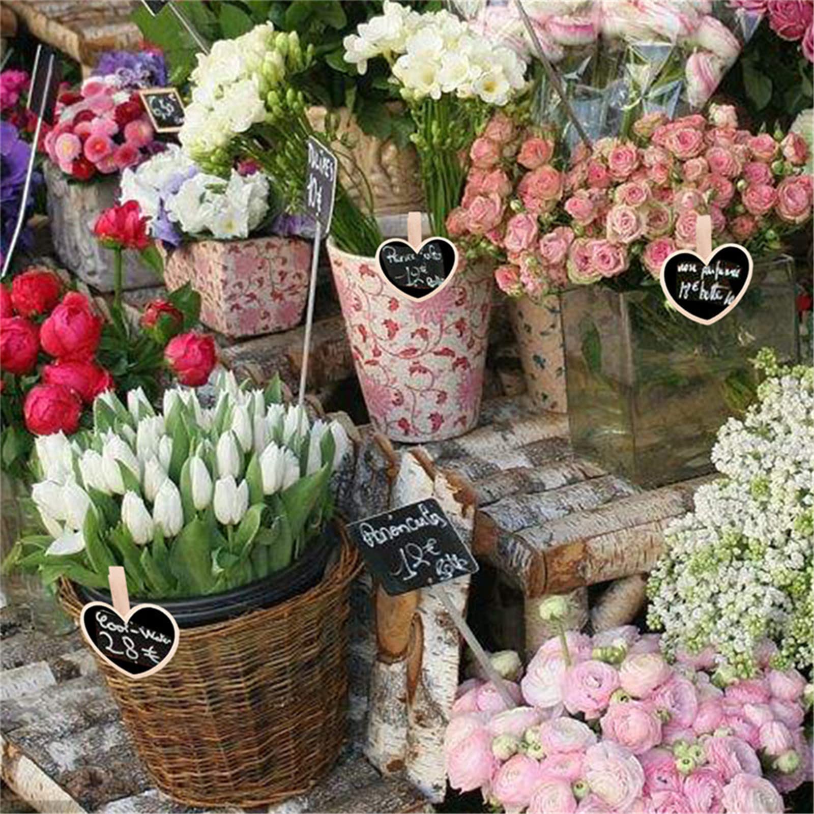 20 PCS Wooden Mini Chalkboard Clips - Erasable Message Board Clips for Memo, Note Taking, Food Labels & Party Decor (Heart Shape) - Perfect for Home, Office, Classroom & DIY Crafts
