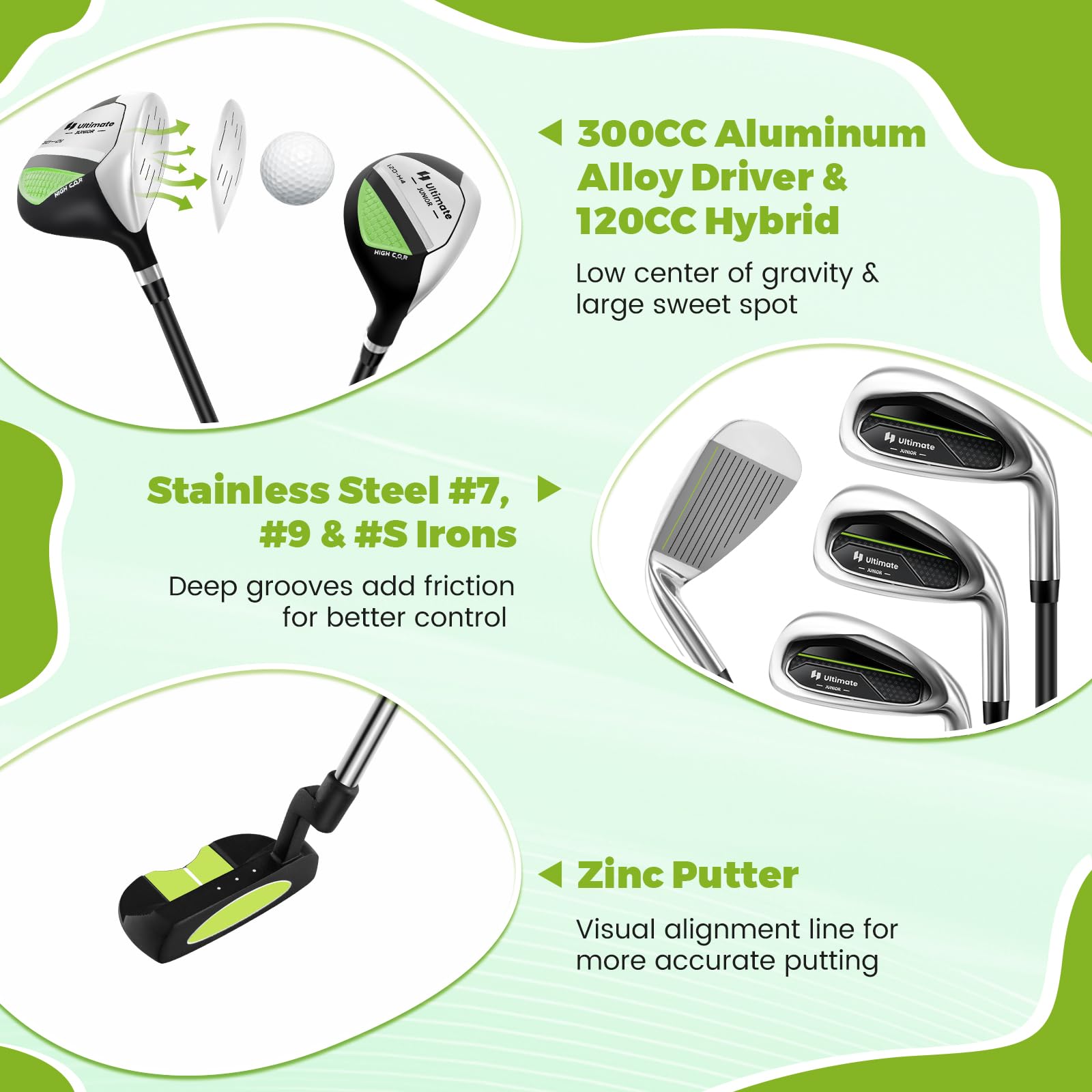 GYMAX Kids Golf Club Set - Right Handed Complete Junior Golf Set with 4/6 Clubs & Stand Bag for Boys & Girls Ages 3-12 | Perfect for Backyard Practice, Driving Range & Junior Golf Tournaments