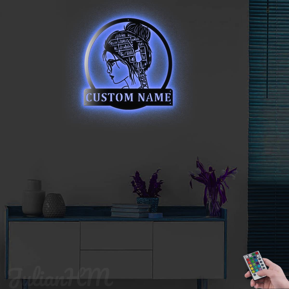Personalized 'Just A Girl Who Loves Books' LED Metal Wall Art - Custom Name Library Decor for Home, Bedroom, Living Room & Office - 12x12 Inch Reading-Themed Night Light - Perfect Gift for Book Lovers & Reading Nook Decoration