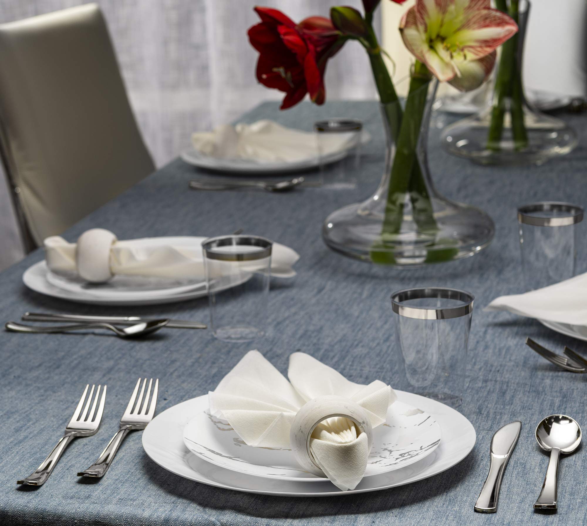 Premium Heavy Duty Silver Plastic Forks - Elegant Disposable Cutlery Set (40 Pack) - Perfect for Catering, Weddings, Parties & Restaurants - Durable & Stylish Tableware for Any Occasion