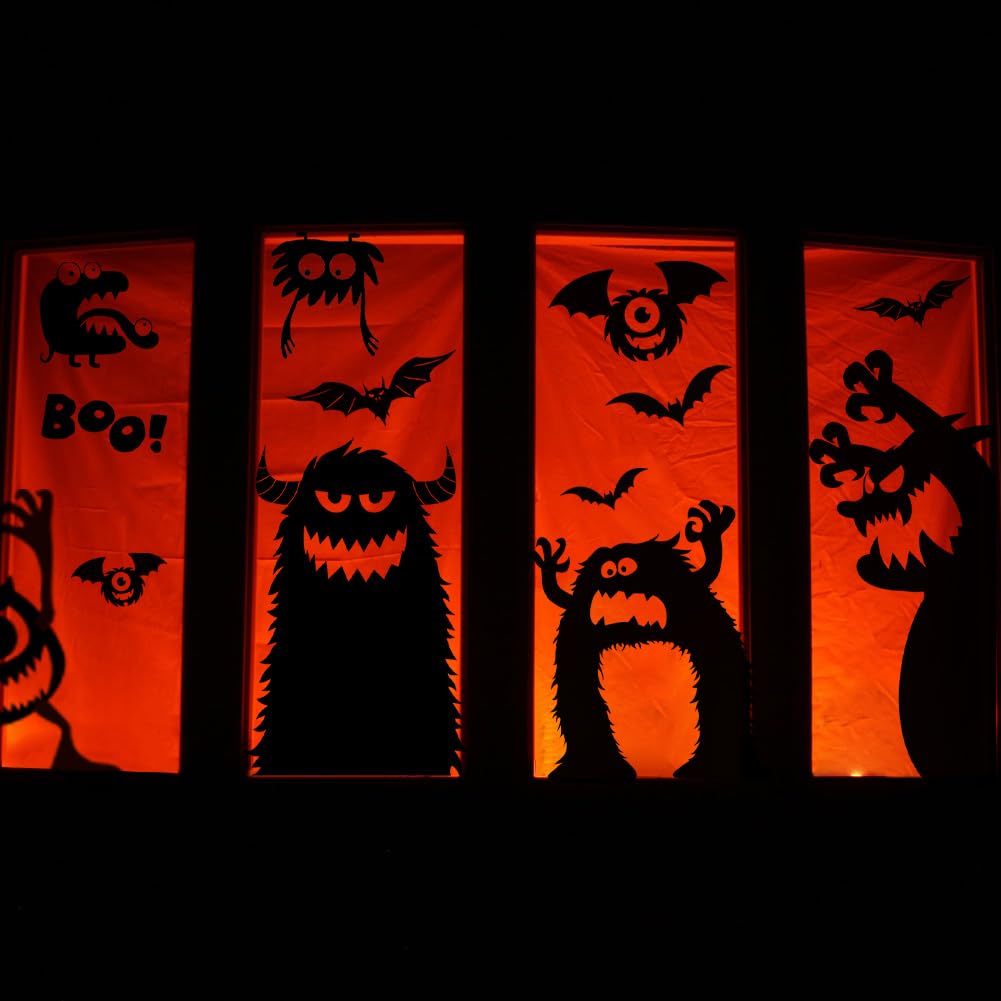 Large Halloween Window Clings - Scary Monster Silhouette Decorations for Windows, Doors & Glass - Giant Halloween Stickers for Spooky Home & Party Decor