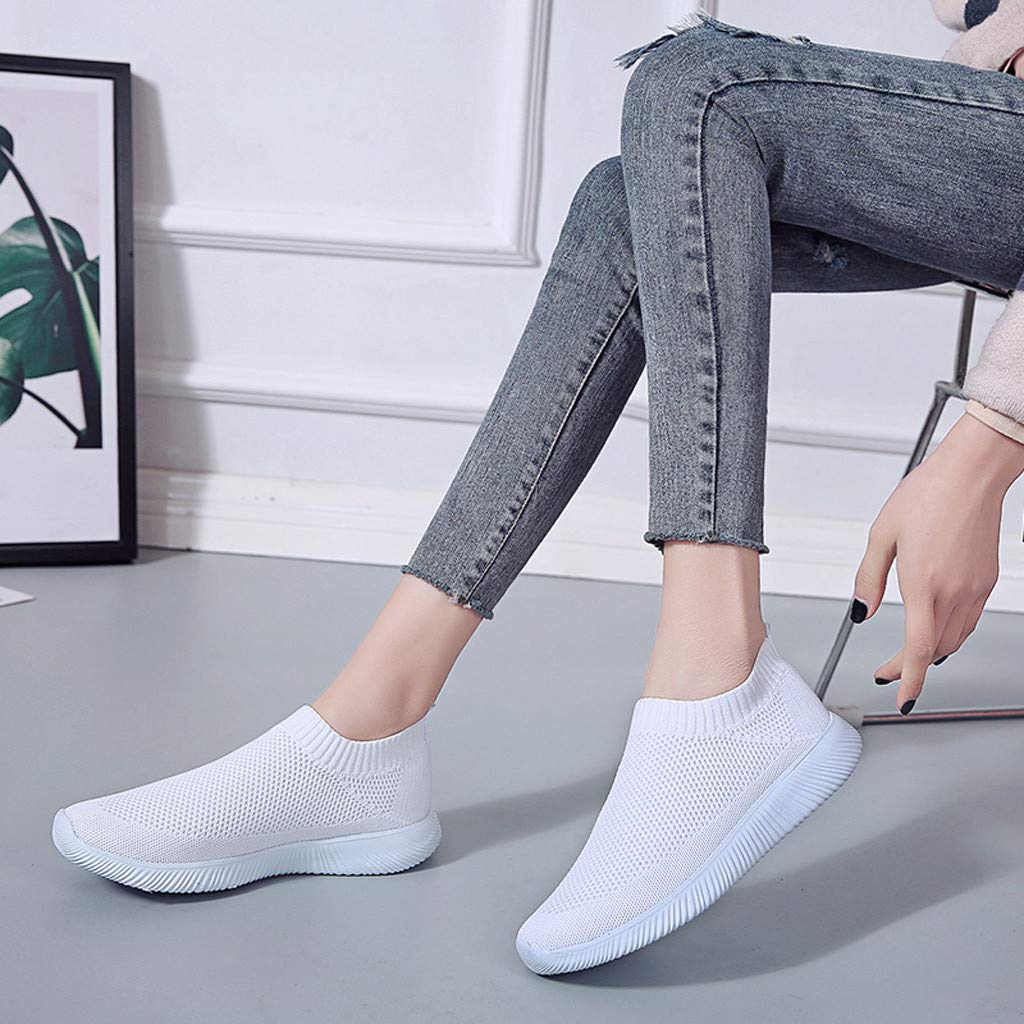 Women's Comfortable Cushioned Walking Shoes - Breathable Running Sneakers for Casual & Dressy Outfits | White & Brown Loafers for Work, Travel & Everyday Wear