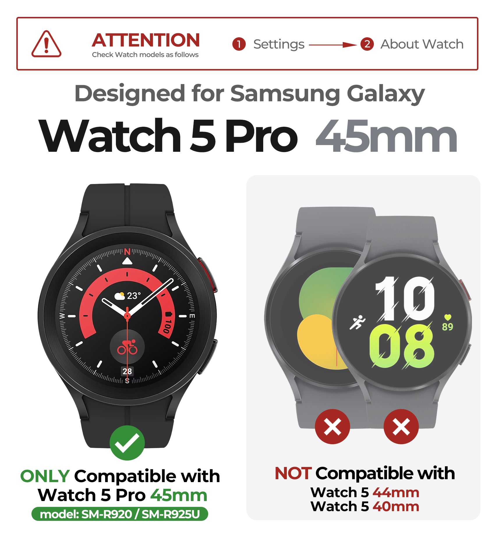 Dexnor Rugged Shockproof Full Body Bumper Case for Samsung Galaxy Watch 5 Pro 45mm - Protective Cover with Raised Bezel - Perfect for Outdoor Sports, Workouts & Active Lifestyle