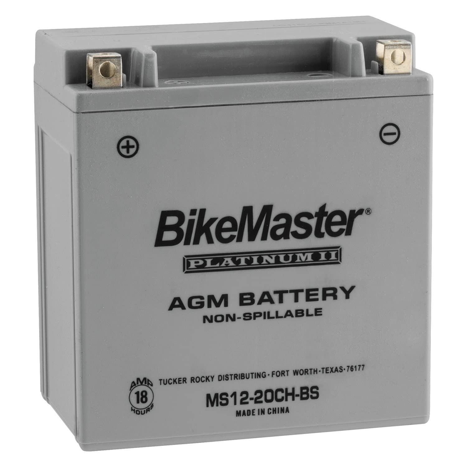 BikeMaster Platinum MS12-20CH-BS Motorcycle Battery - High Performance AGM Power Sports Battery for Harley, Honda, Yamaha & More - Perfect for Cruisers, Touring Bikes & Off-Road Adventures