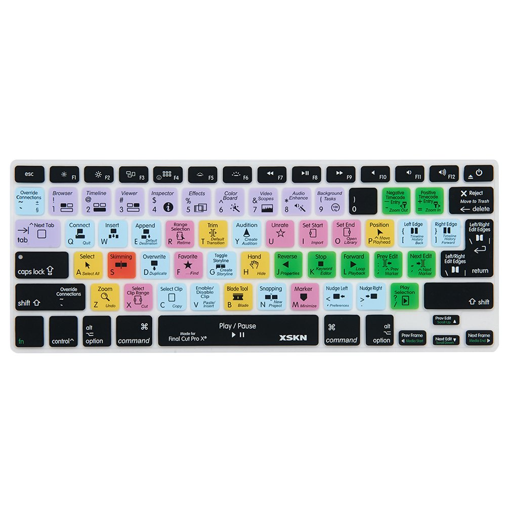 FCPX Shortcut Keyboard Cover for MacBook Pro & Air - Final Cut Pro X 10 Silicone Skin | Video Editing