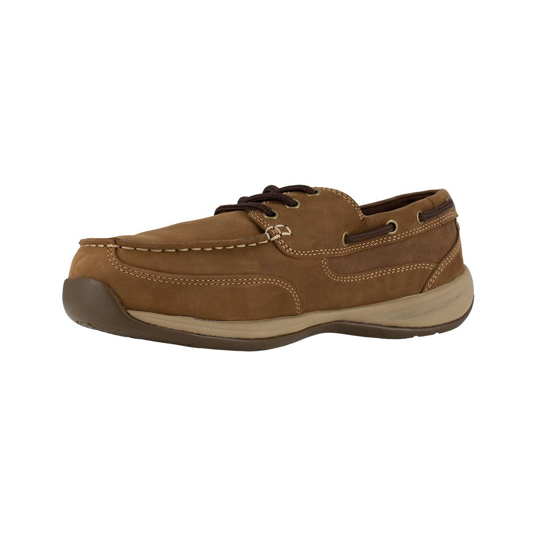 Steel Toe Slip On Work Shoes for Men - Brown Safety Shoes with Metatarsal Guard - Ideal for Construction, Warehouse & Sailing Club Activities
