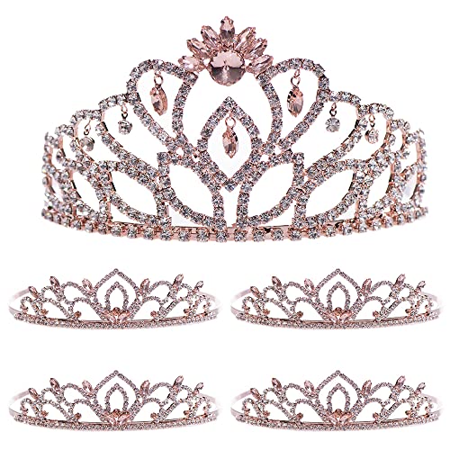 5 Piece Set Rose Gold Cassandra and Kiley Tiaras