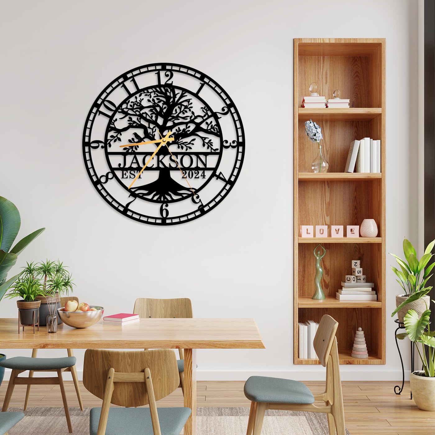 Personalized Tree of Life Wall Clock - Custom Family Name & Established Date Large Silent Non-Ticking Wall Art - Perfect for Home Decor, Living Room, Bedroom & Housewarming Gifts