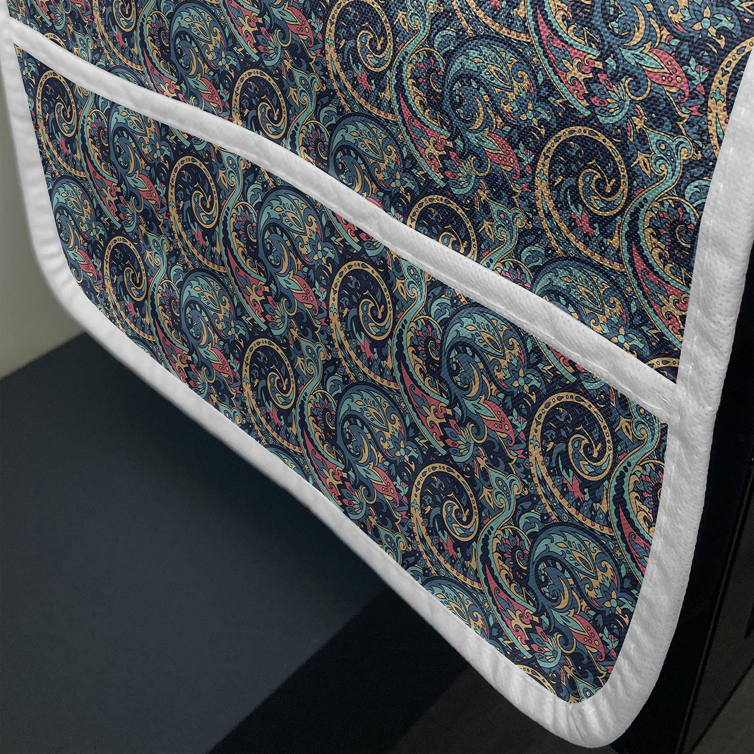 Ambesonne Paisley Microwave Oven Cover - Vibrant Boteh Revival Tribal Pattern, Water Resistant Kitchen Organizer with Pockets, 36