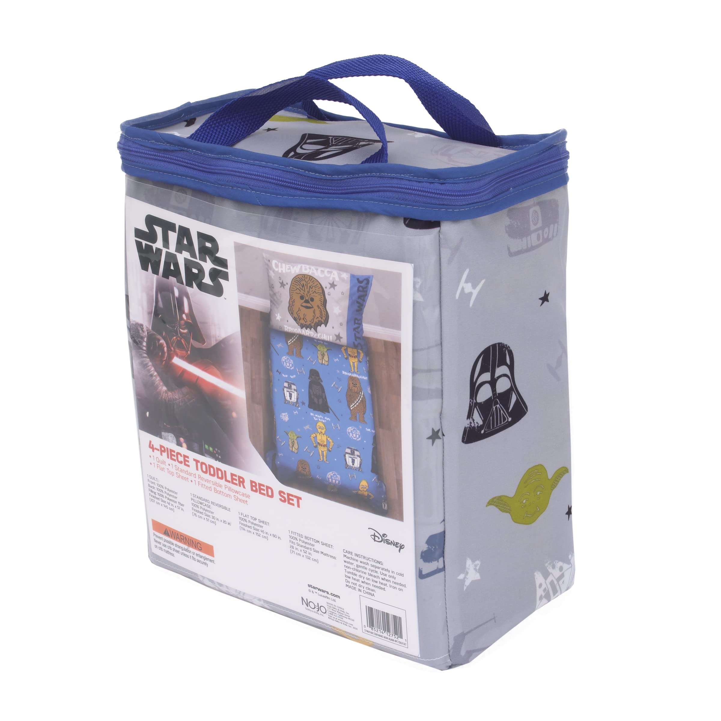 Disney Star Wars New Again 4-Piece Toddler Bedding Set - Soft Cotton Bed Sheets, Blanket & Pillowcase for Kids Room Decor & Nursery Theme - Perfect for Baby Boys & Girls Bedroom, Gift for Star Wars Fans