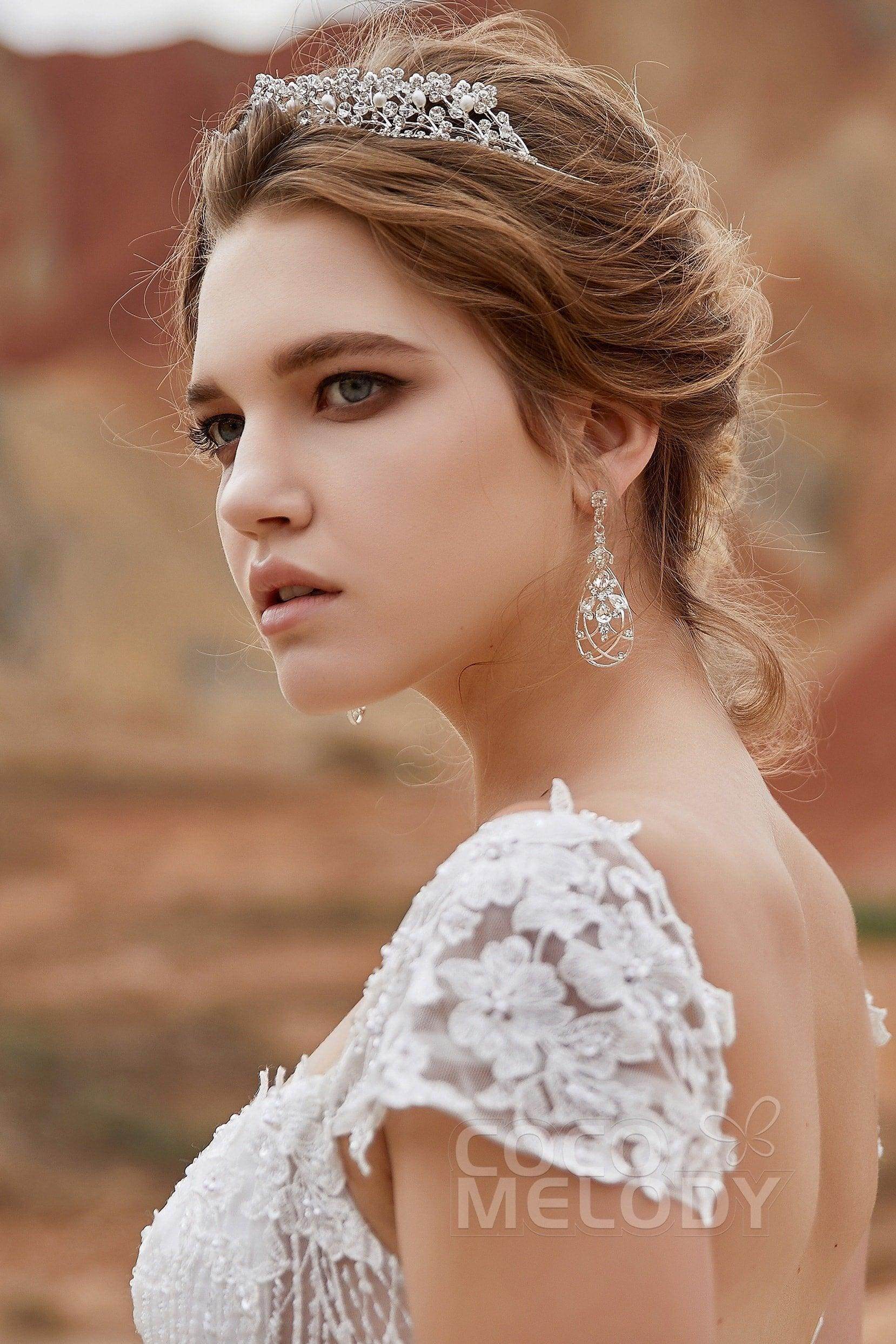 Elegant Cubic Zirconia Tiara with Simulated Pearls - CR17006 | Bridal Crown, Prom Queen Headpiece, Pageant Accessory for Weddings & Special Events