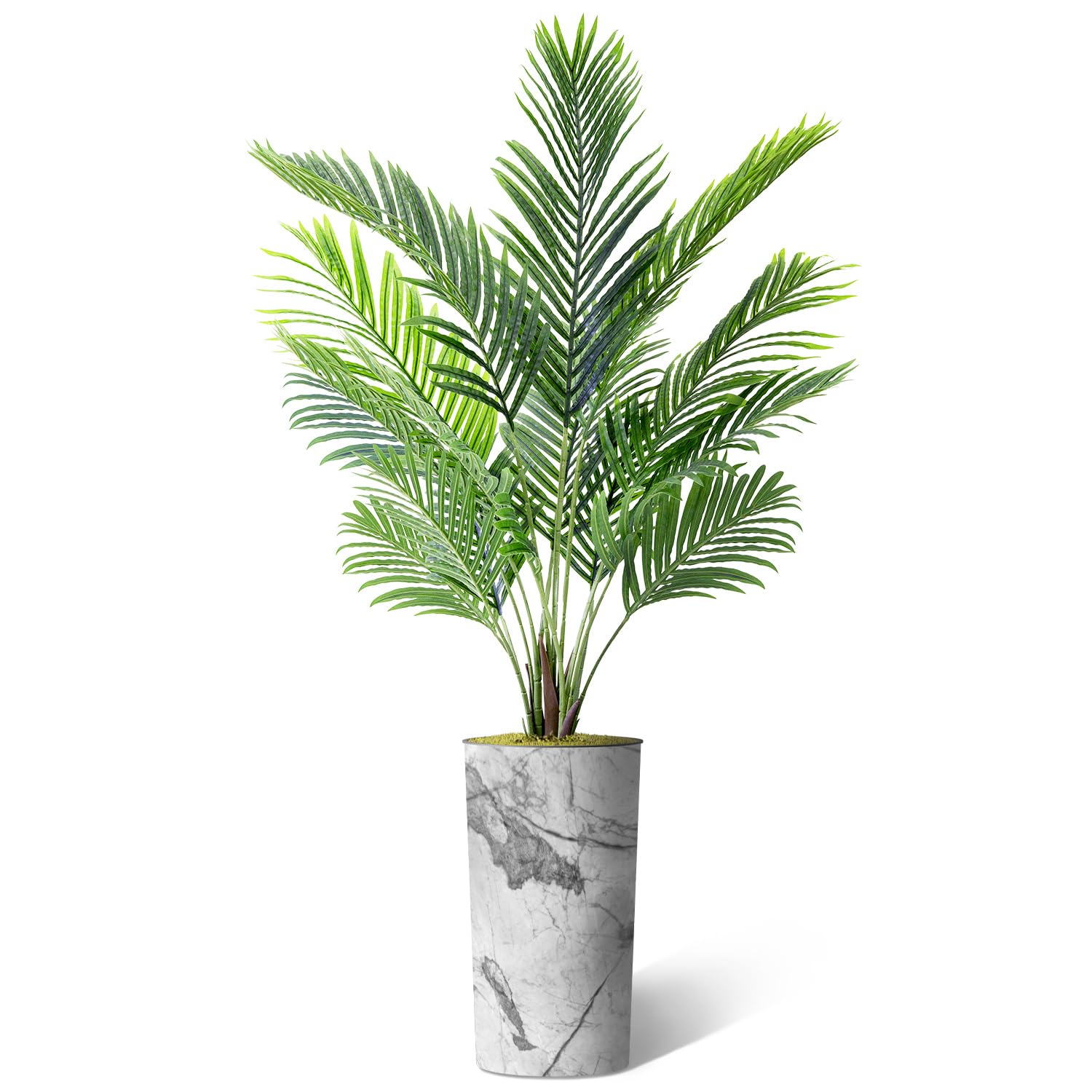 Gray Marble Effect Artificial Areca Palm Tree in Planter - 66