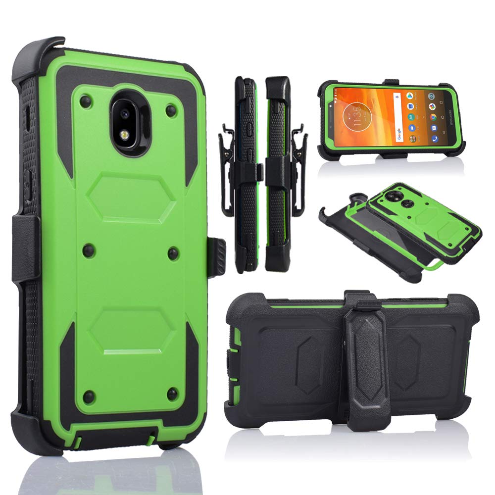 Samsung J3 (2018) Phone Case with Built-in Screen Protector, 360° Protection, Kickstand & Grip - Green | Perfect for Daily Use, Outdoor Activities & Work