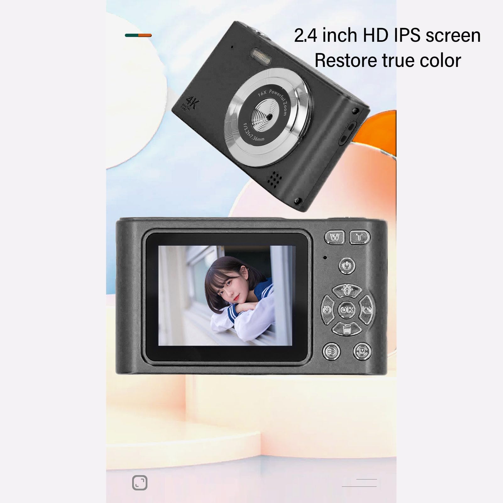 48MP 2.5K Digital Camera for Vlogging & Travel - 16x Digital Zoom, Auto Focus, 2.4