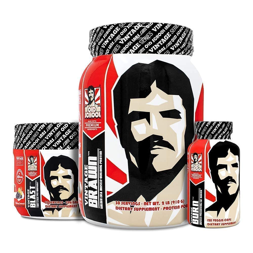 Vintage Burn Energy Supplement & Vintage Brawn Protein Blend - Lean Muscle Stack with Two-Stage Pre-Workout | Boost Energy, Build Muscle & Enhance Workouts for Athletes & Fitness Enthusiasts