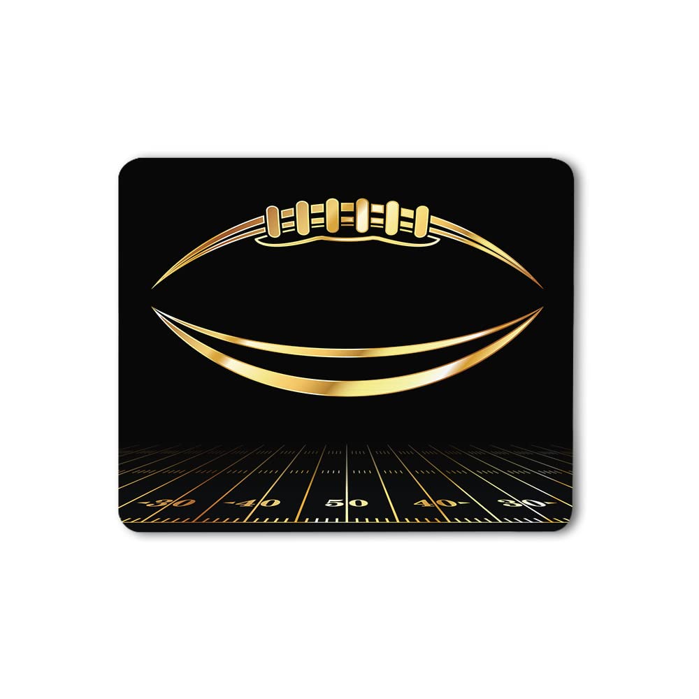 Premium American Football Mouse Pad - Non-Slip Rubber Base Gaming Mouse Mat with Gold Team Logo (9.5