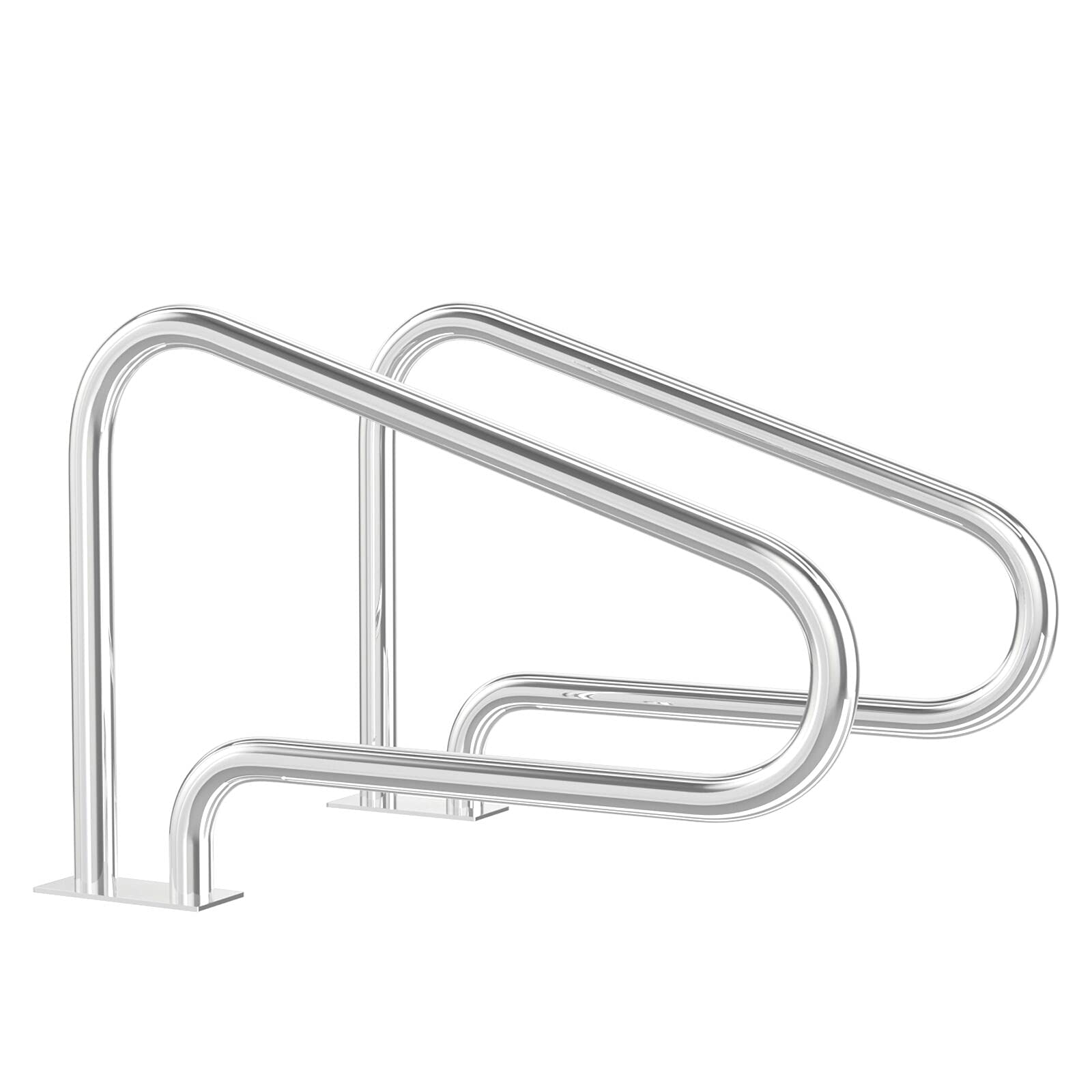 Stainless Steel Pool Handrail for Inground Pools - 2 Pack Safety Railings with Base Plate (46