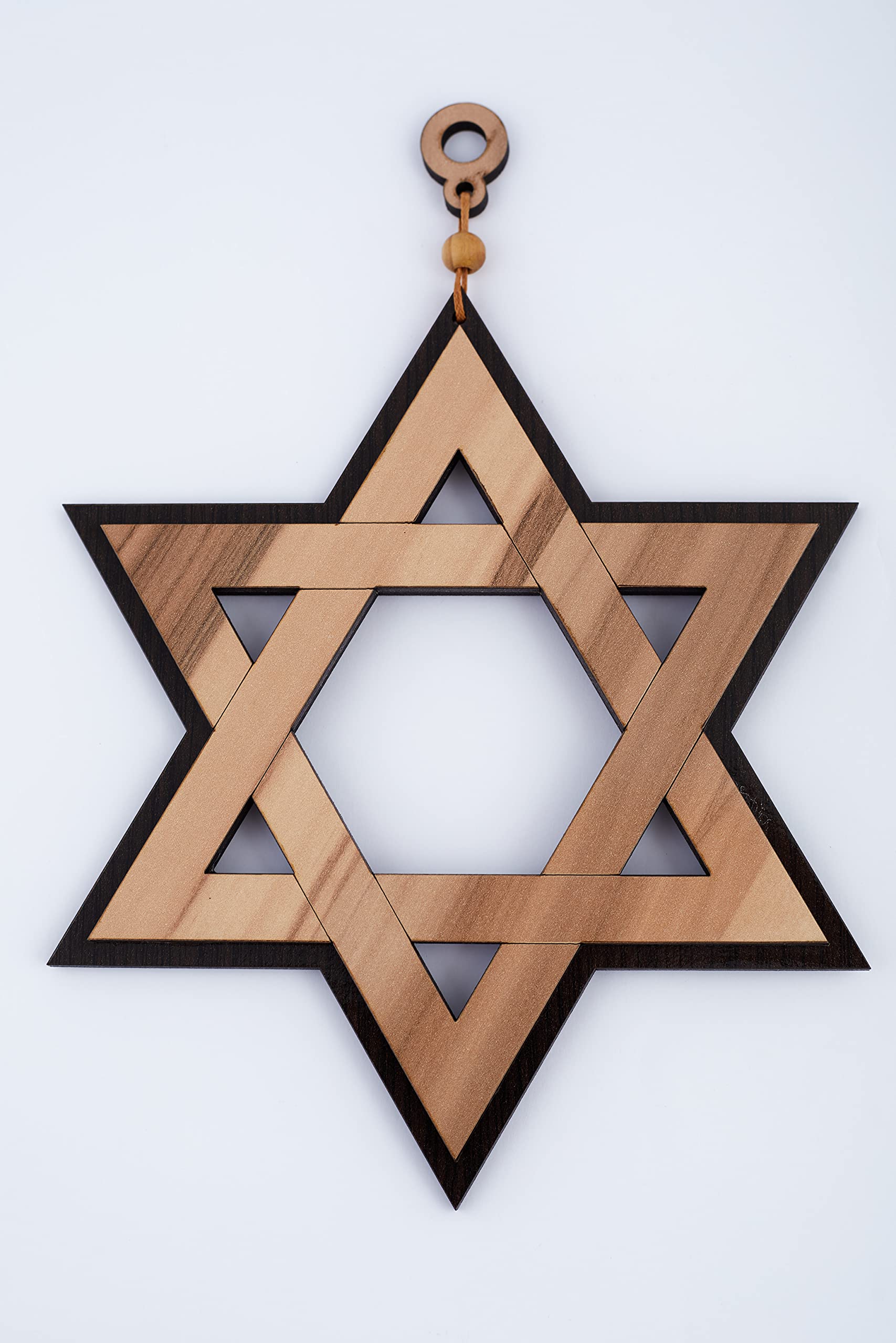 8 Inch Star of David Wooden Ornament - Handcrafted Magen David from Israel - Perfect for Hanukkah, Christmas Tree Decor & Jewish Home Décor