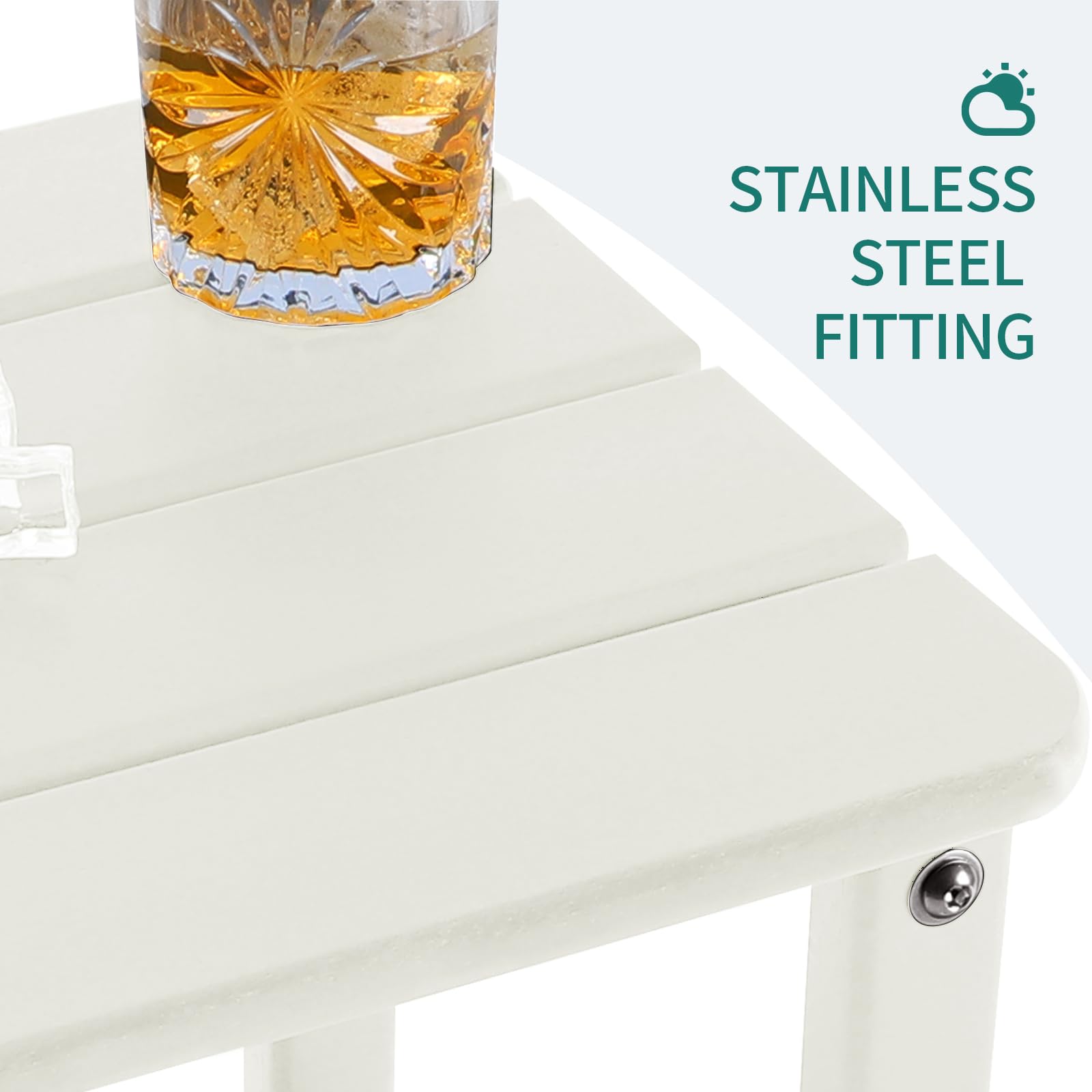Premium White HDPE Adirondack Deck Table - Durable Outdoor Patio Furniture for Poolside, Garden, and Backyard Relaxation