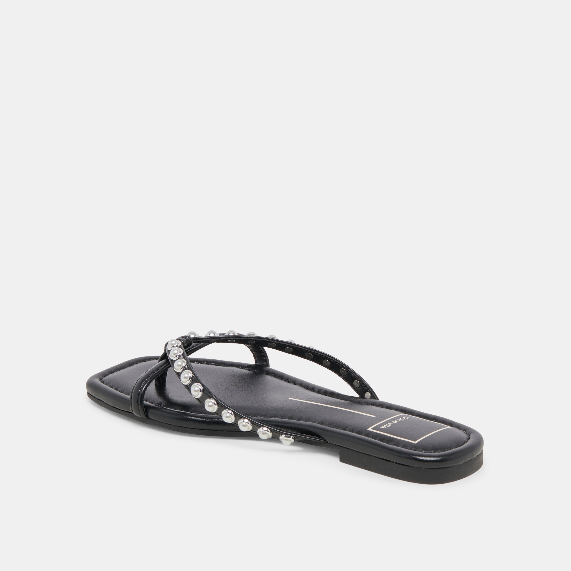 LUCCA PEARL SANDALS for Women - Black Pearl Embellished Summer Beach Sandals | Comfortable Slides for Vacation, Wedding, and Party Occasions