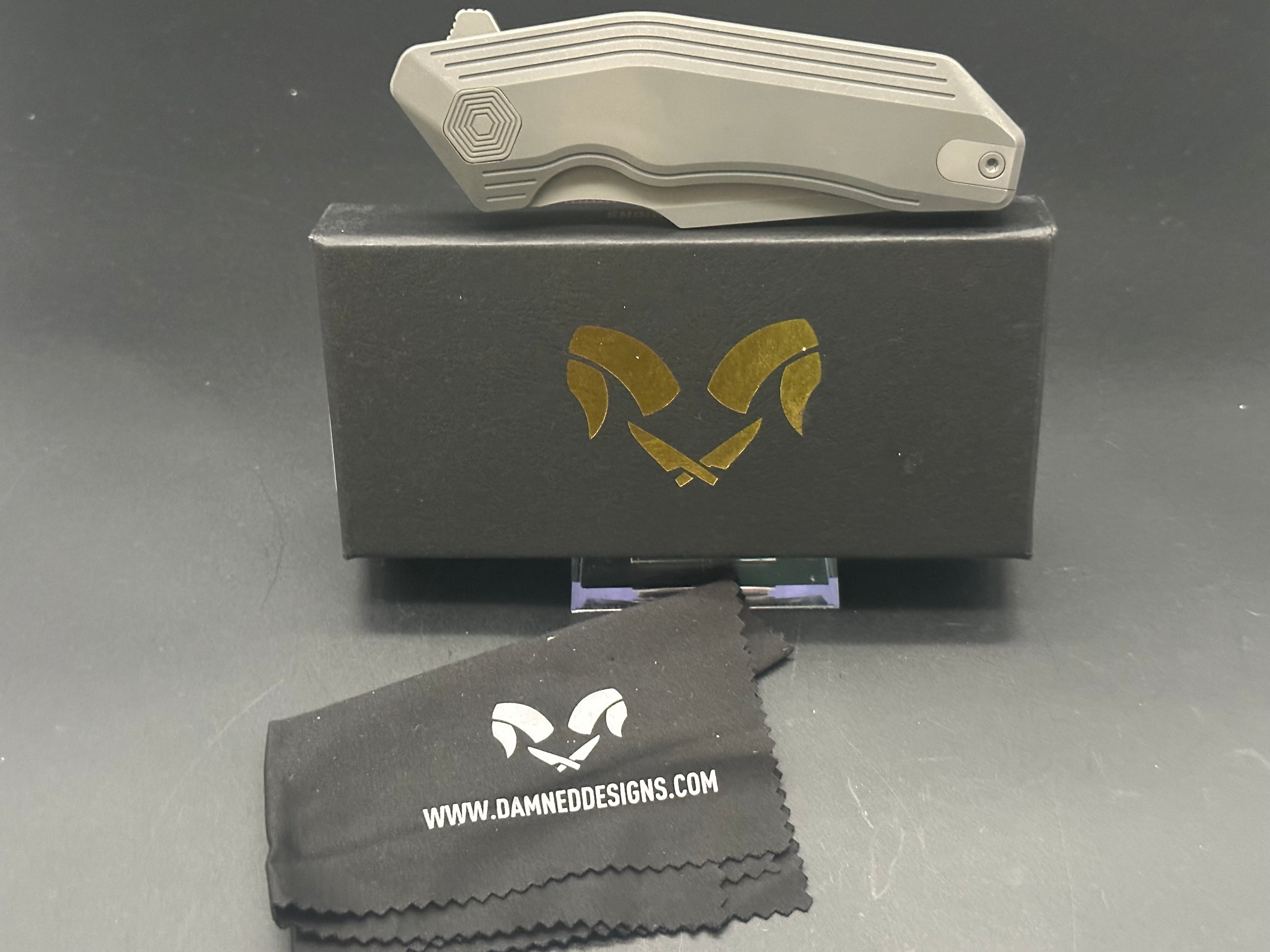 Damned Designs Yokai Titanium EDC Pocket Knife - Premium Folding Knife for Outdoor, Camping & Everyday Carry | Durable & Lightweight Tactical Tool
