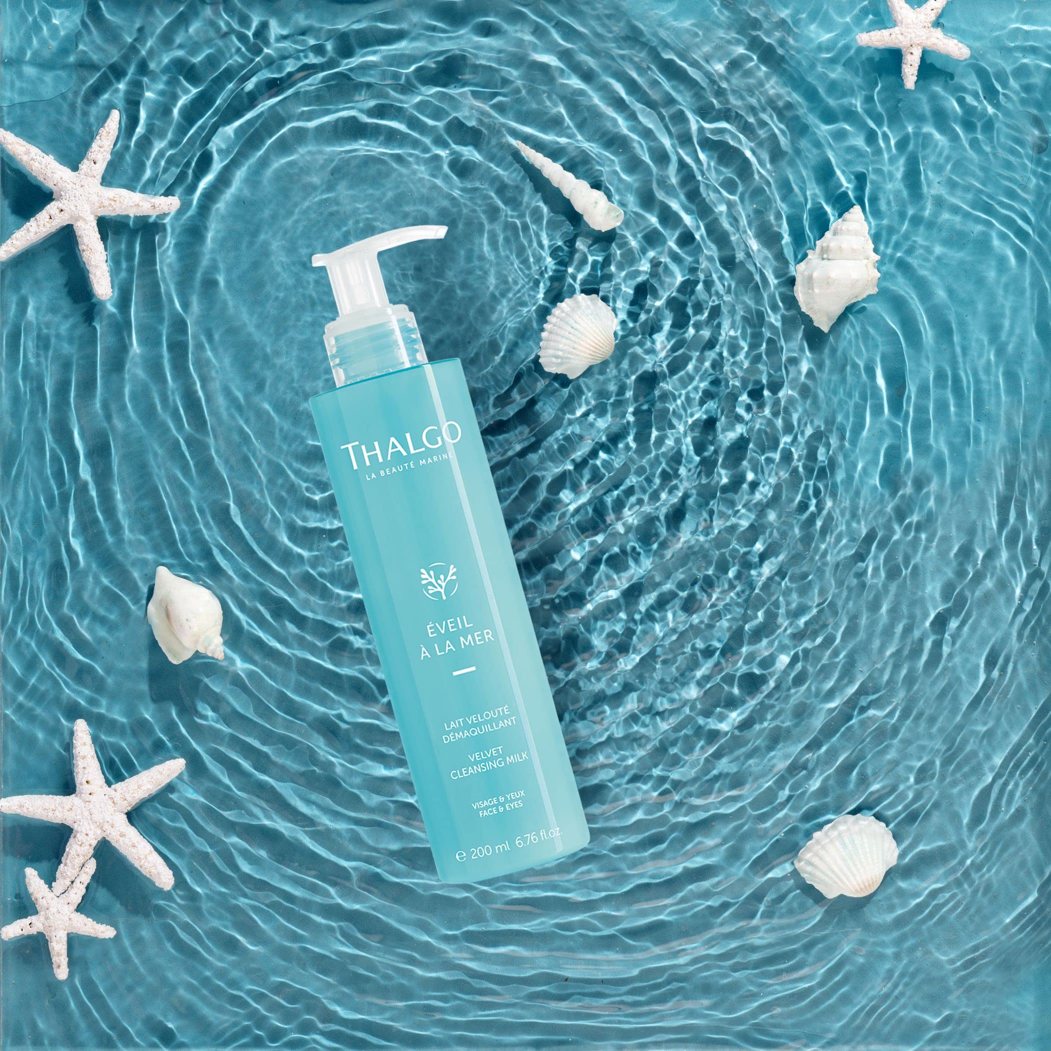 Thalgo Velvet Cleansing Milk - Gentle Face Wash with Castor & Grape Seed Oils for Soft, Hydrated Skin - 200ml - Perfect for Daily Skincare Routine & Sensitive Skin Care