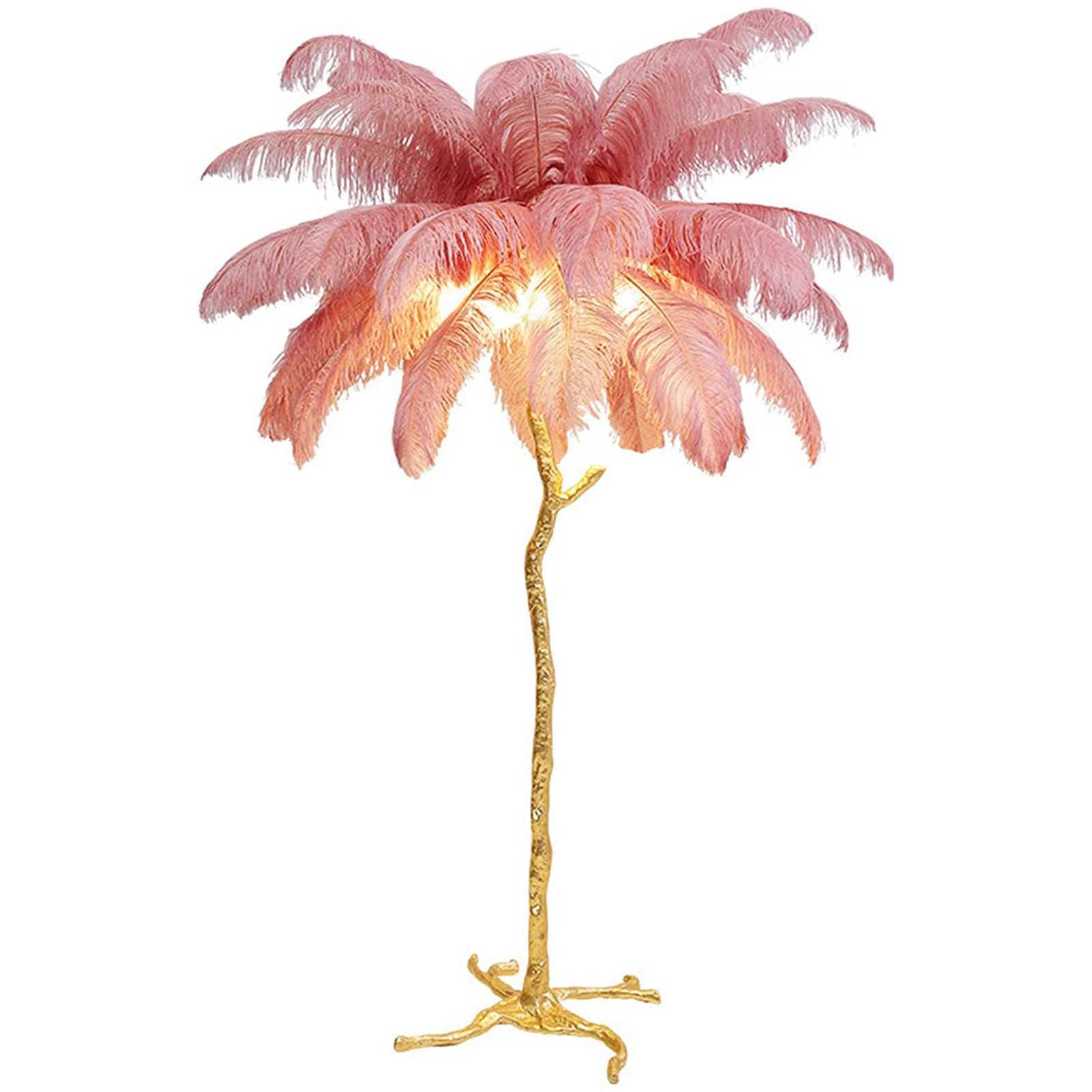 Nordic Feather Floor Lamp - 1.2M Dimmable Standing Lamp with Foot Switch, 3 Color Temperature Options, Resin Base & Ostrich Feather Shade for Bedroom, Living Room, Hotel Lobby - Perfect for Villa, Home Decor and Ambient Lighting