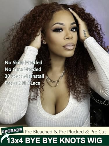 Pre Everything Glueless 13x4 Lace Frontal Wig Reddish Brown 33B Color