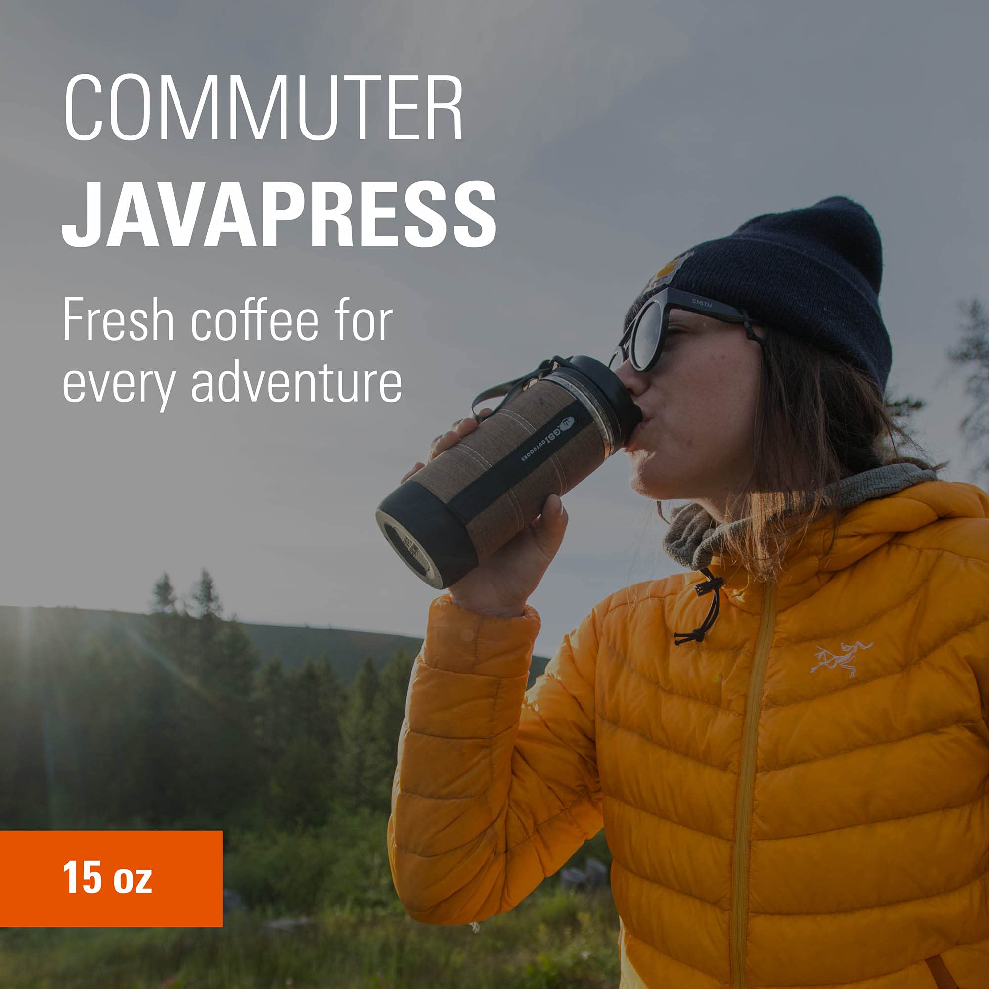 GSI Outdoors Commuter JavaPress - Portable French Press Coffee Maker for Camping, Hiking & Travel - Stainless Steel Insulated Coffee Press for Outdoor Adventures