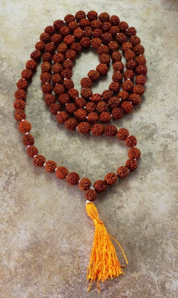 8mm Authentic Rudraksha Bead Mala - 108 Prayer Beads for Meditation, Yoga & Spiritual Healing | Handcrafted Hindu Buddhist Prayer Necklace