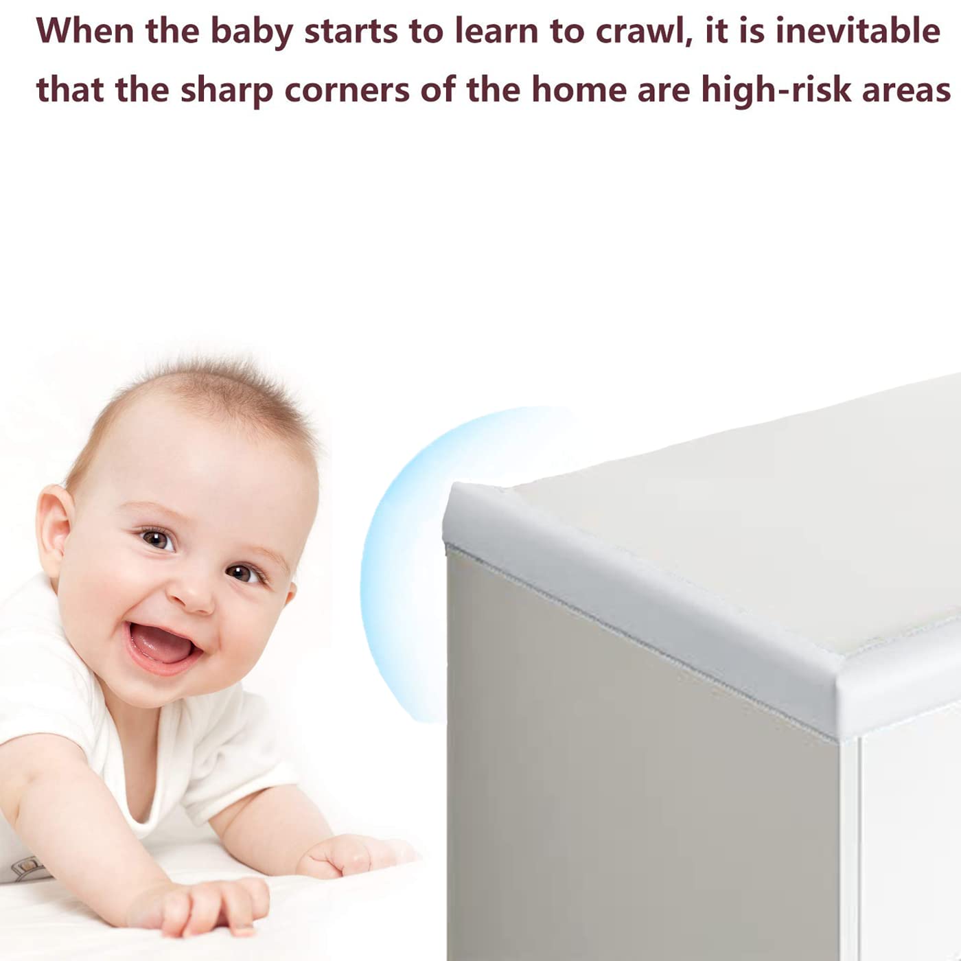 MOWOK Thick Foam Corner Edge Protectors - 6.6 Ft Baby Proofing for Home Furniture, Table Edge Cushion Guards with 3M Tape (White) - Perfect for Child Safety & Corner Protection in Living Rooms, Nurseries & Offices
