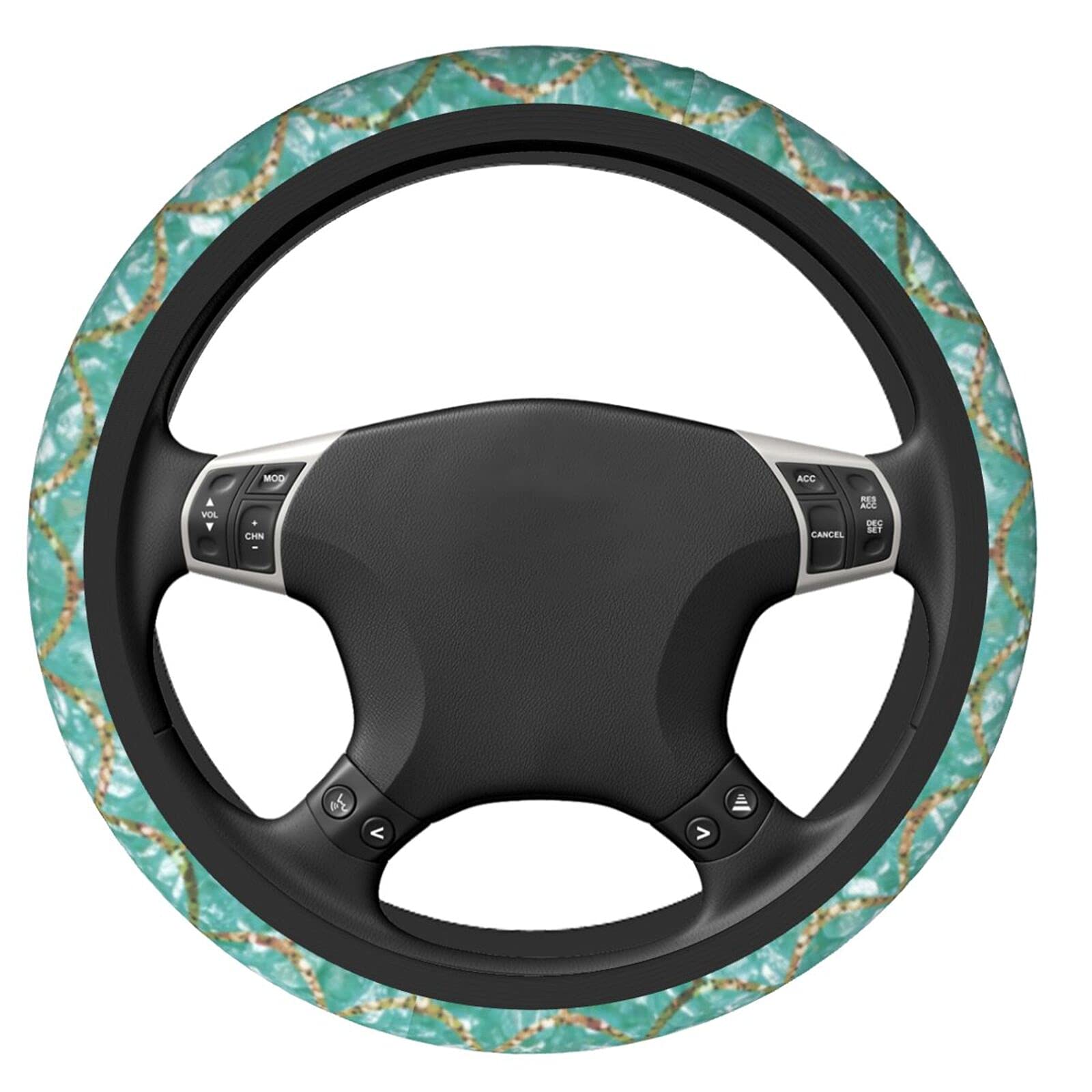 15 Inch Green Mermaid Steering Wheel Cover - Cute Car Accessories for Women & Girls - Funny SUV Steering Wheel Wrap Decor - Perfect for Daily Commute & Road Trips