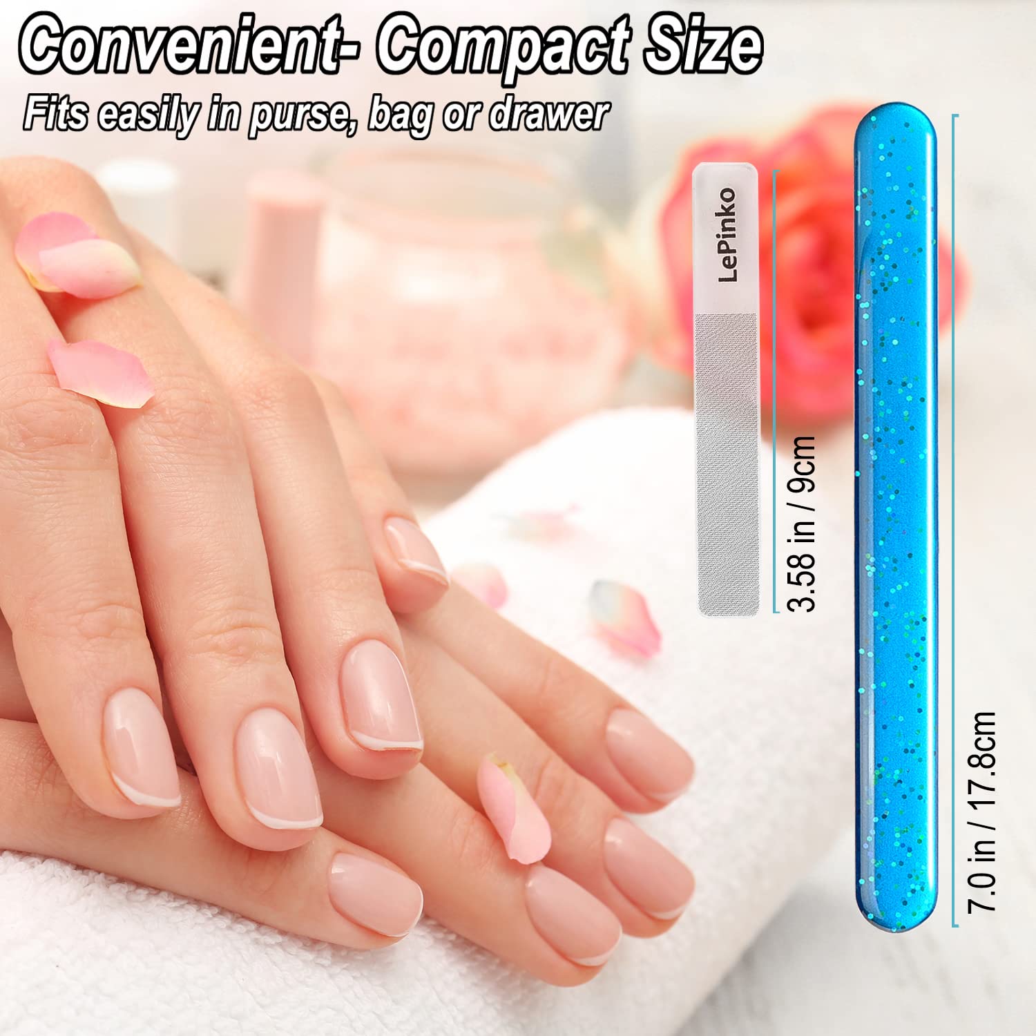Premium Diamond Nail File & Crystal Nail Shiner Set - Stainless Steel Nail File with Nano Glass Buffer, Metal Sapphire File & Nail Polisher - Professional Manicure Pedicure Kit for Salon, Home & Travel - Perfect for DIY Nail Care, Gifts & On-the-Go Beauty