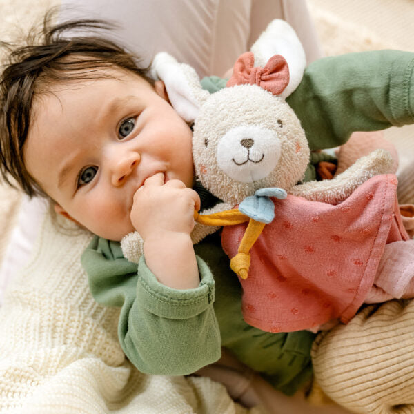 FehnNATUR Soft Plush Sensory Hare Comforter - Soothing Baby Blanket for Calming & Sleep - Perfect for Newborns, Toddlers & Sensory Play