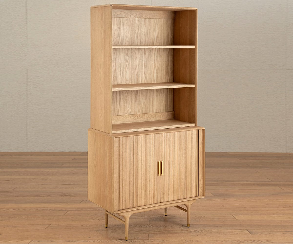 Hendrick High Cabinet II - White Oak Solid Wood Storage Cabinet for Living Room, Bedroom & Office Organization