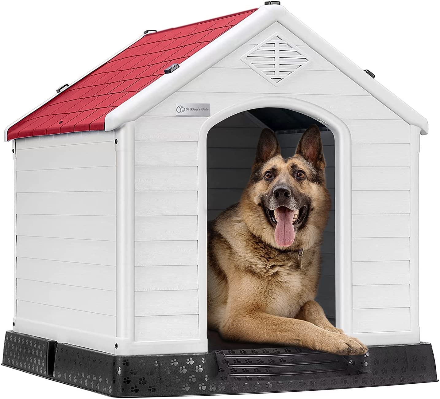 OFIKA Insulated Plastic Dog House for Small, Medium & Large Dogs - Durable Waterproof Outdoor/Indoor Dog House with Air Vents, Elevated Floor & Easy Assembly | Ideal for Backyard, Patio, Garage & Kennel Use
