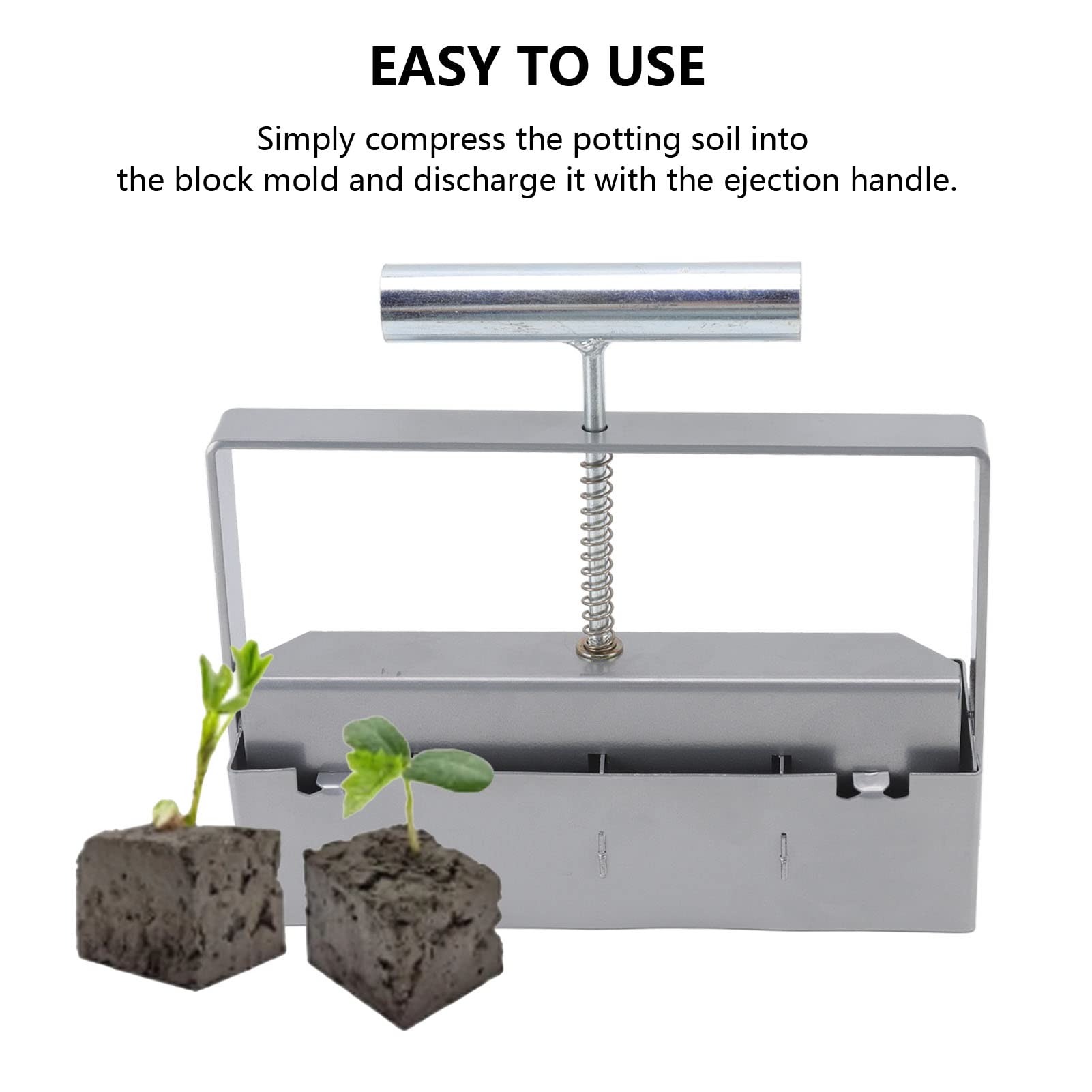 Premium Stainless Steel Handheld Soil Block Maker Tool - 4 Block Garden Seed Starter Kit for Vegetables, Herbs & Flowers | Ideal for Outdoor Gardening, Greenhouse & Urban Farming
