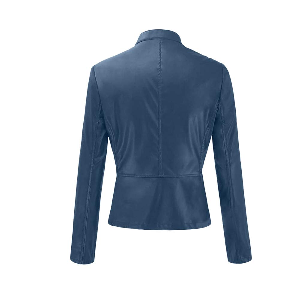 Women's Faux Leather Biker Jacket - Lapel Motor Zip Long-Sleeve Cropped Punk Style Jacket for Riding & Night Out | Perfect for Motorcycle Enthusiasts & Fashion Lovers