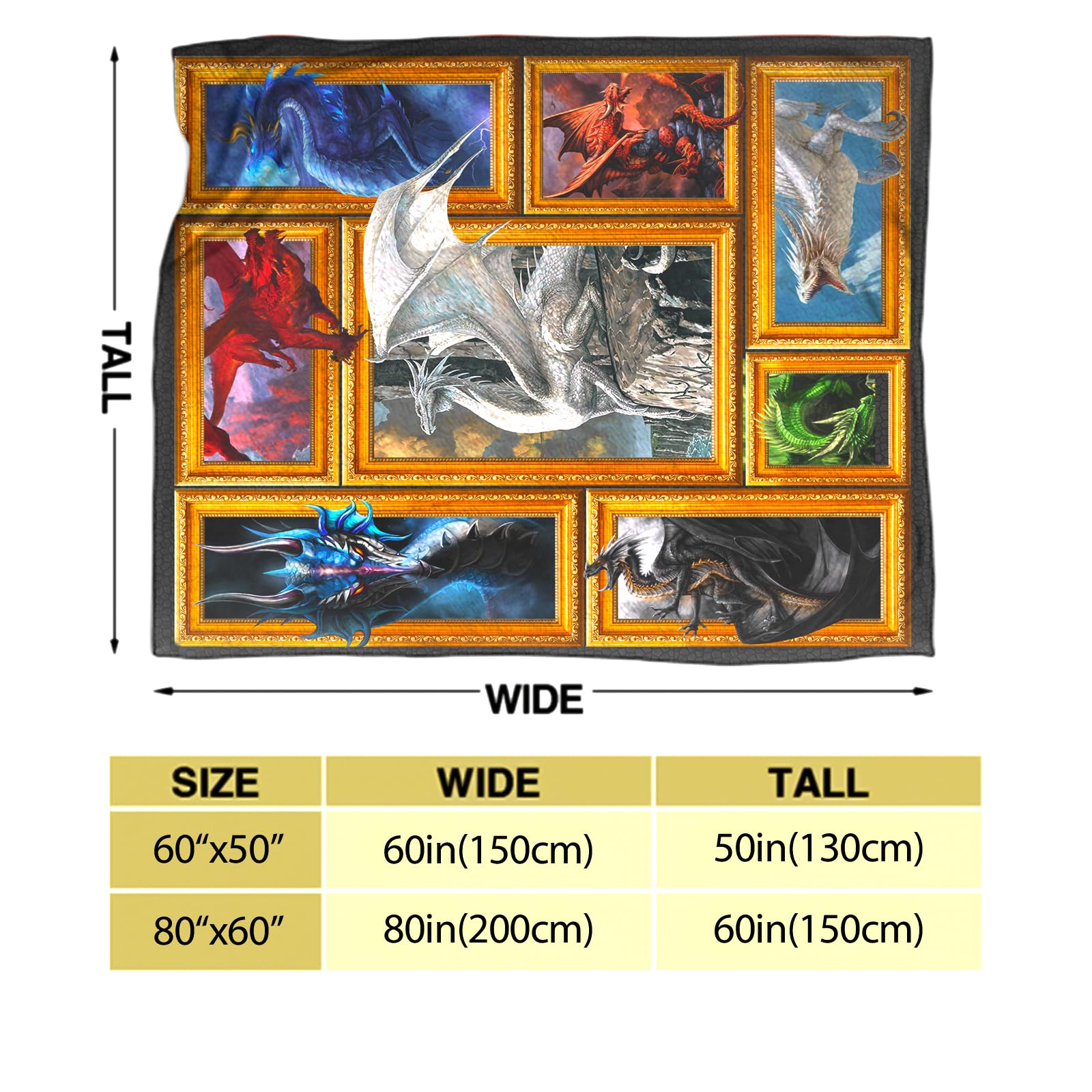 Premium Dragon Throw Blanket for Men, Women & Kids - Ultra Soft Flannel Blanket for Couch, Sofa & Bed - 50x60 Inch Cozy Blanket for Winter, Gifts & Movie Nights