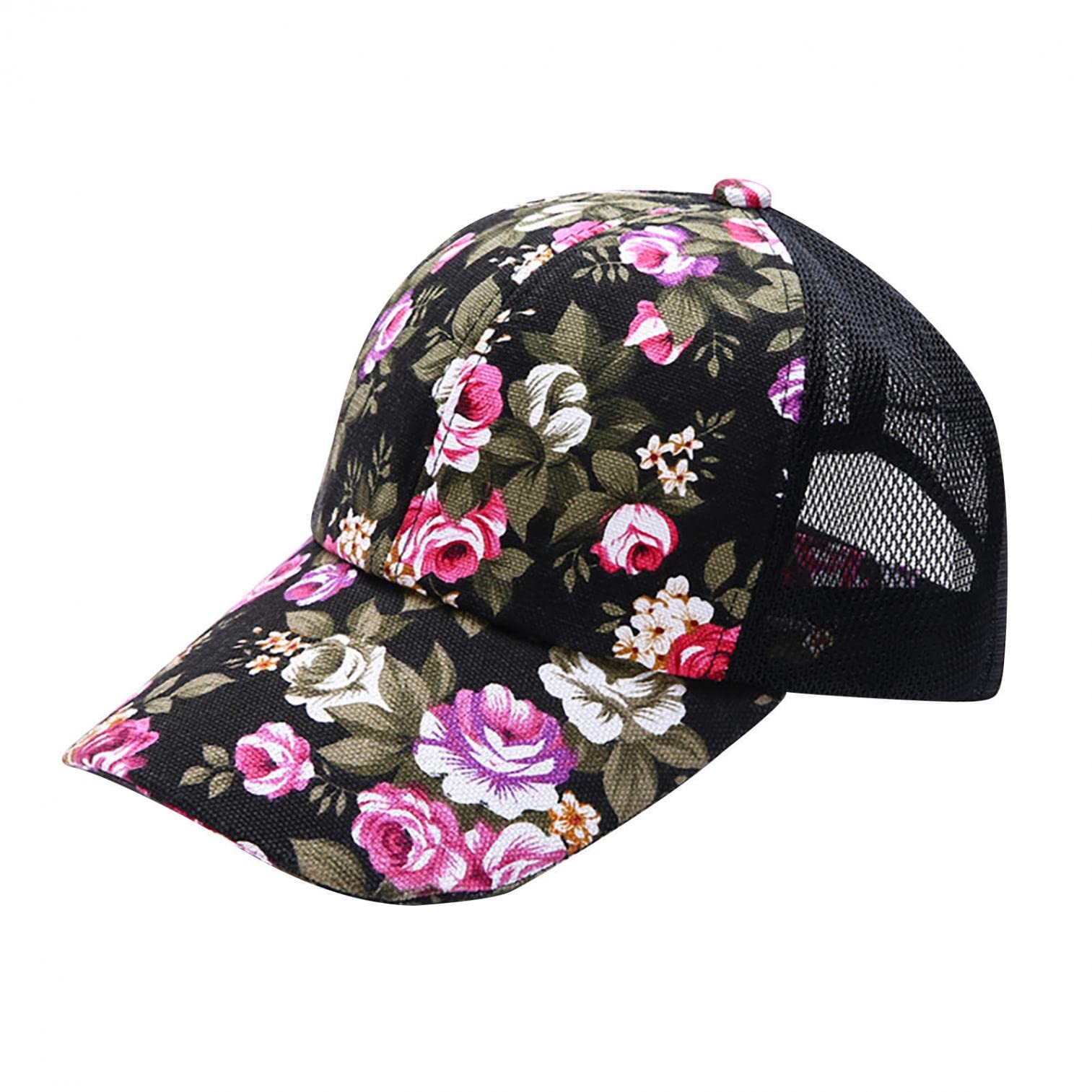 Women's Fashion Floral Print Baseball Cap - UV Sun Protection, Adjustable Hip Hop Hat for Outdoor Sports, Running, Hiking & Beach - RJ690